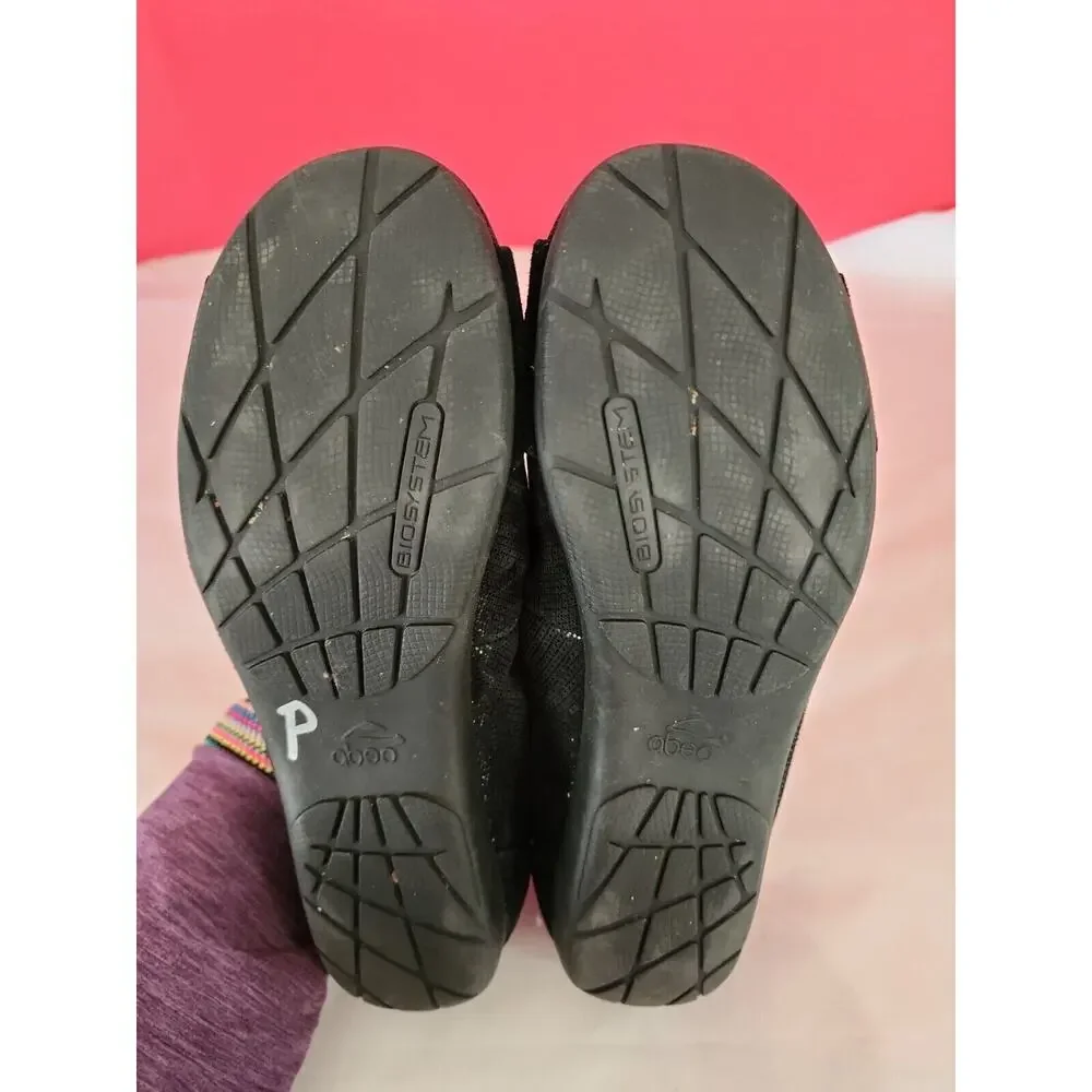 Abeo Bio System Tabitha Black Leather Ballet Flats Shoes Women Sz 6 N narrow